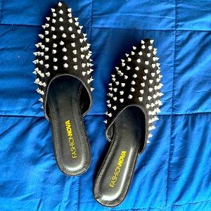 Black Spike-Studded Mules size 9
